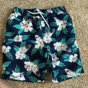 OshKosh B'gosh Blue and White Swim Trunks Tropical Design